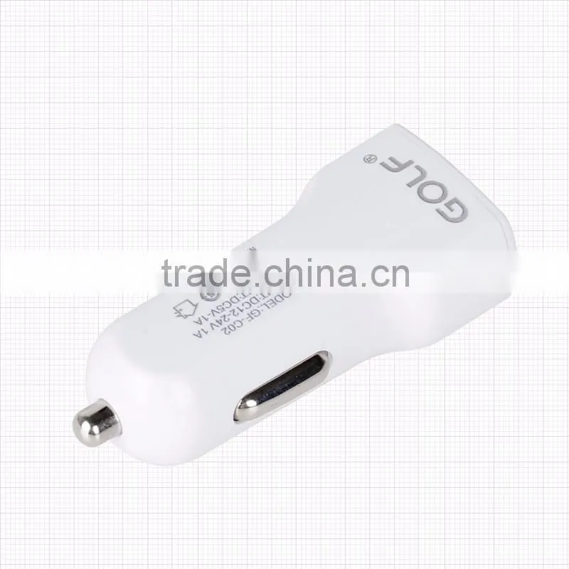 GOLF GF-C02 5V/1A Fast Charging Auto USB Car Charger For iPhone 5/5s 6/6s USB Car Charger For Mobile Phone GPS MP3/4 TB-0376