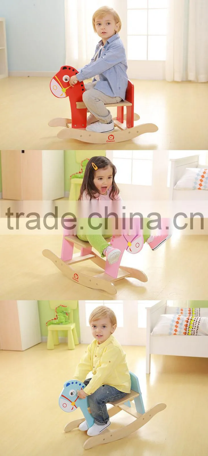 ride on animal toy red outdoor toy eco-friendly sport walking horse toy 23.5 degree wooden rocking horse kid riding horse toy
