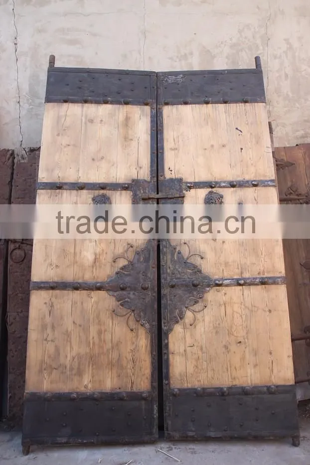 Vintage Antique Shanxi Recycle Old Elm Wood Inlaid Garden Door