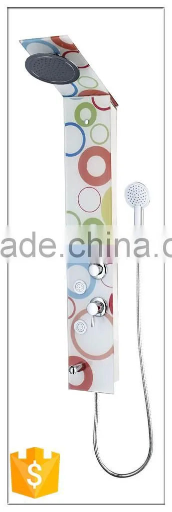Economic tempered glass Shower panel massage shower column hot and cold tap AST6006