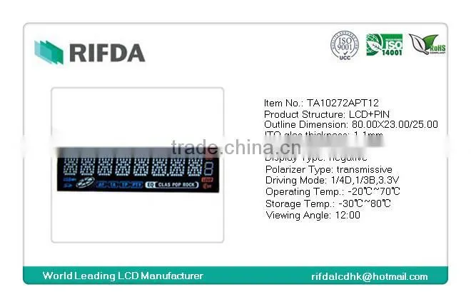 TN negative car audio 14 segment flexible lcd display