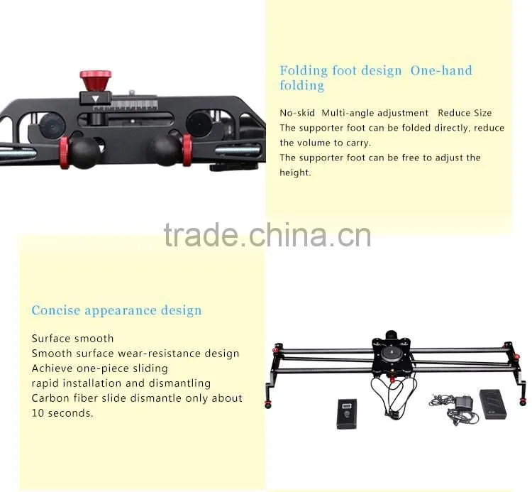 The cheapest manufuctured with powerful function camera motorized 120cm carbon fiber camera slider with time lapse function