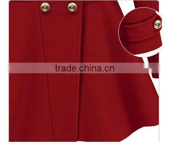 Fashion Womens Slim Thicken Lapel Purple Jackets Winter Warm Long Wool Overcoats