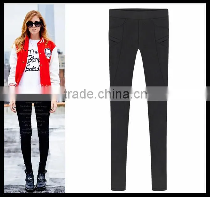 Alibaba China 2014 elegant fashion girls sexy tight black elastic hin thin pencil pants