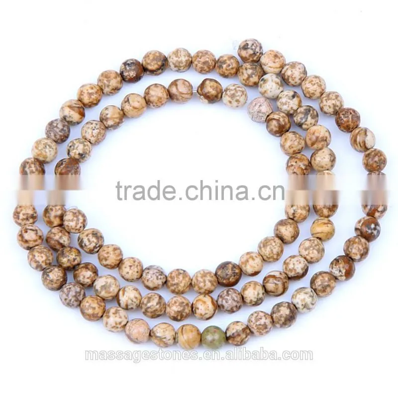 6mm picture jasper loose gemtone beads with 1.5mm hole