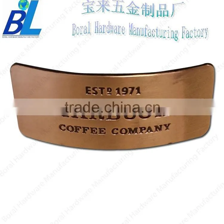 Rose-gold arc-shaped workstation name plates in high quality