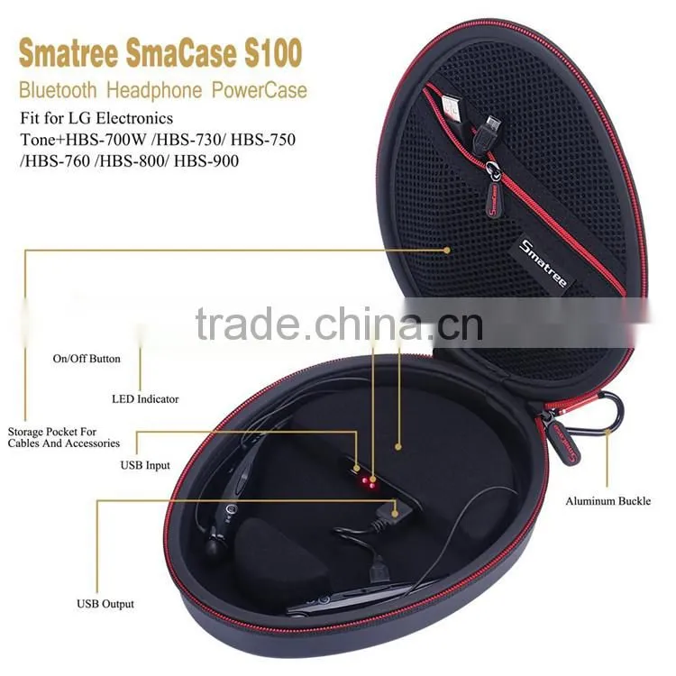 Smatree Bluetooth Headphone Power-Case S100 for LG Electronics Tone+ HBS-700W/HBS-730/HBS-750/HBS-760/HBS-800/HBS-900