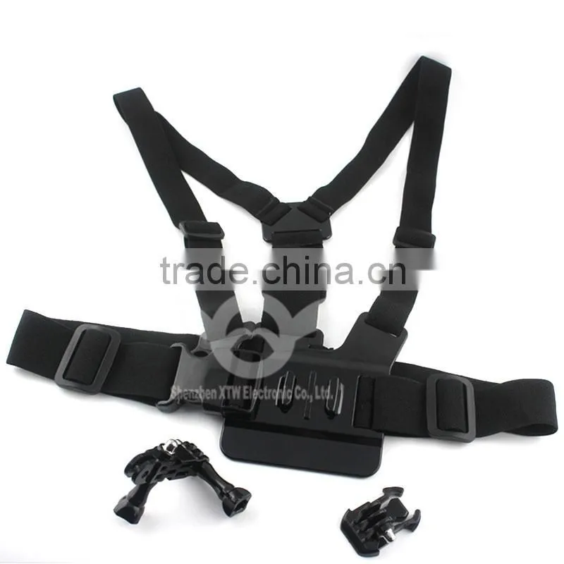 A Model:chest body stra chest belt for Gopro Hero 2/3/3+/4/4 Session, gopro accessories with 3-way adjustment base