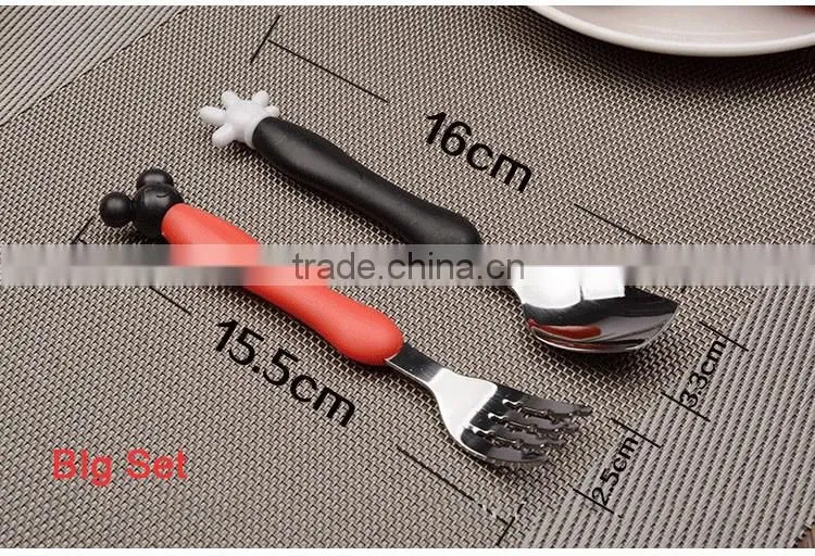 2016 mouse holder spoon stainless steel 304 spoon and fork for children