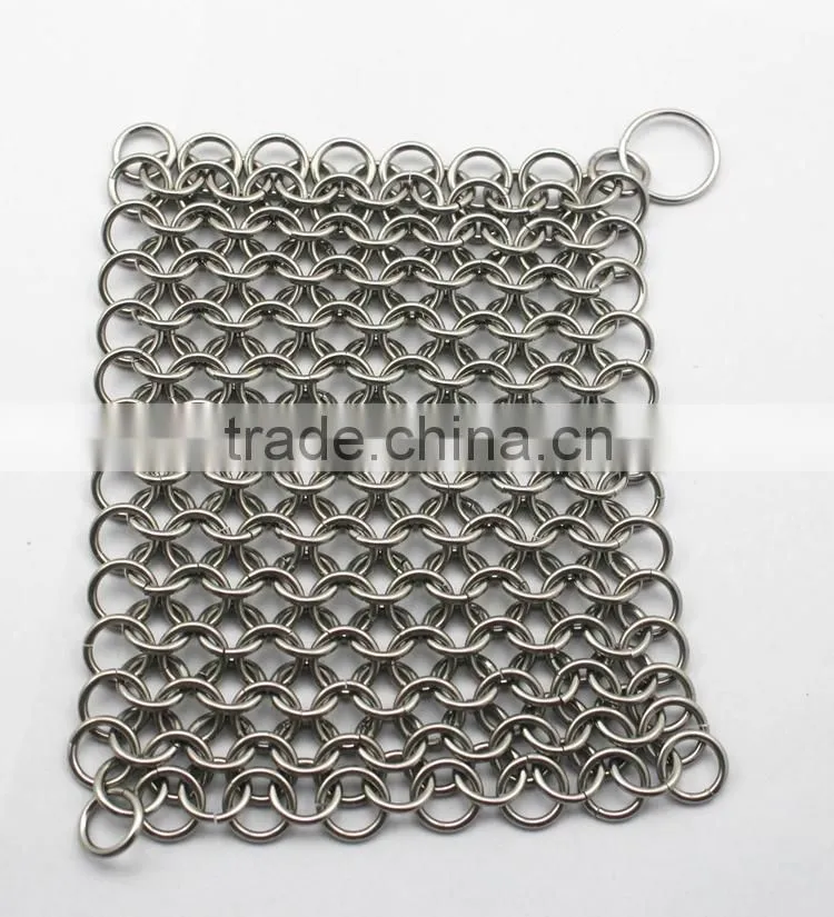 316L stainless steel Finger Cast Iron Scrubber Chainmail Cleaner Custom cast iron cleaner