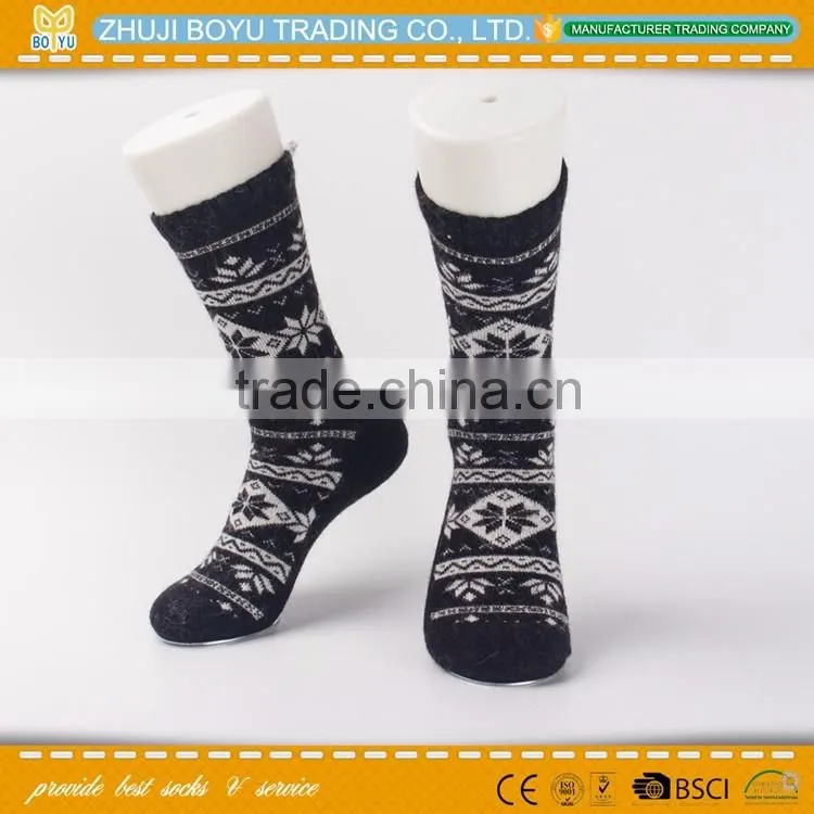 BY-161203 Hot OEM lady handmade high quality angora wool thick socks