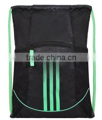 fashionable and durable sport polyester mesh drawstring bag backpack