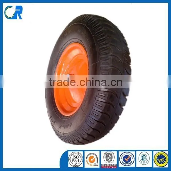 China Pneumatic Rubber Wheelbarrow wheel Trolley cart 4.00-8 tire