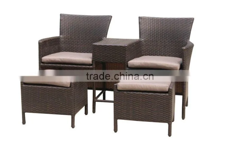 KD rattan 2 person coffee set with table and stools
