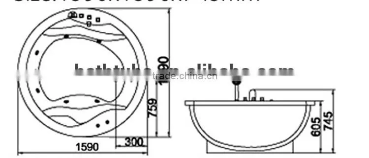 cUPC certified cheap round bathtub, round corner bathtub, bathtub-for-fat-people