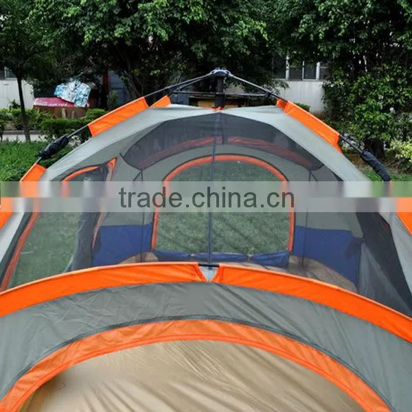 New Style 4 Door Big Family Double Layer 4 Person Fiberglass Automatic GardenTent