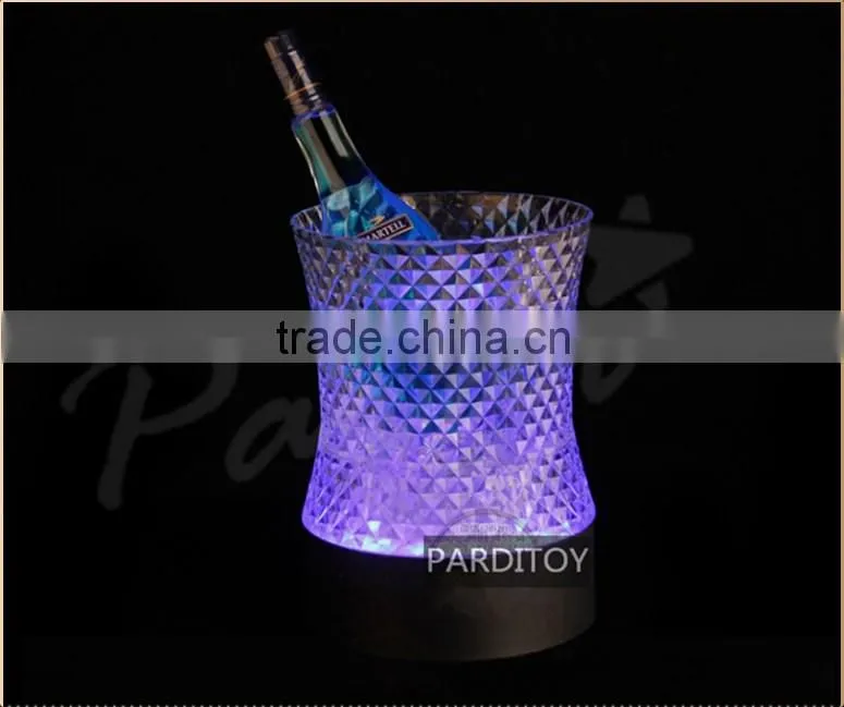 Bar cylinder shape diamond led lighted champagne ice bucket