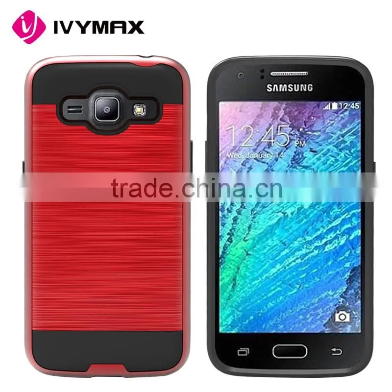 Newest metal brushed texture impact resistant heavy duty hybrid dual layer shockproof protective cover shell for samsung J2 2016