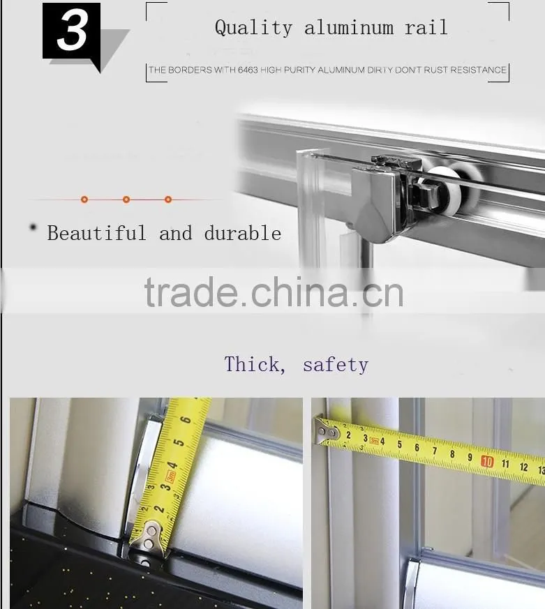 Good quality and low price sliding tough glass corner shower room