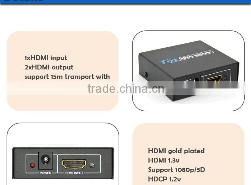 HDMI Splitter Amplifier 1 In to 2 Out Dual Display