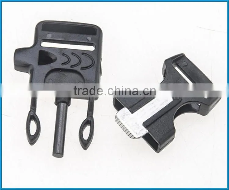 promotional plastic flint fire starter buckles, flint buckle, fire starter buckle with whistle for bracelet
