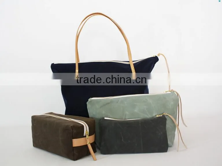 personalized and high quality waxed canvas cosmetic bag, cosmetic pouches , cosmetic and toiletry storage bags