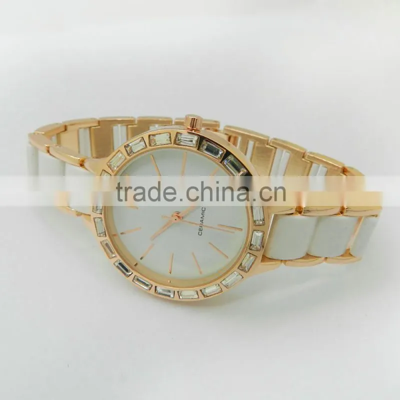 New arrival ceramic crystal diamond japan movt quartz watch