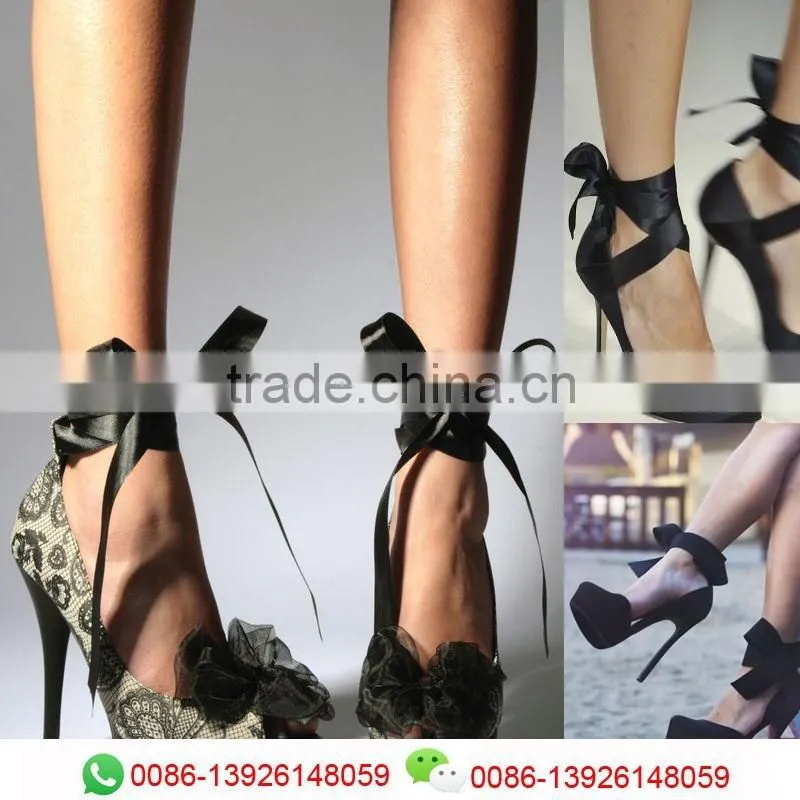 2016 Latest design High heel shoe with thin heels Fashion high heel shoes Bow lace shoes for women