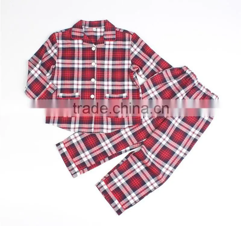 fancy red plaid children cotton sleepwear