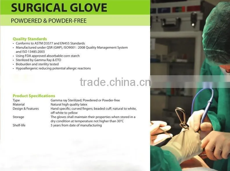 Disposable Latex surgical Gloves Powder Free and powdered full sizes