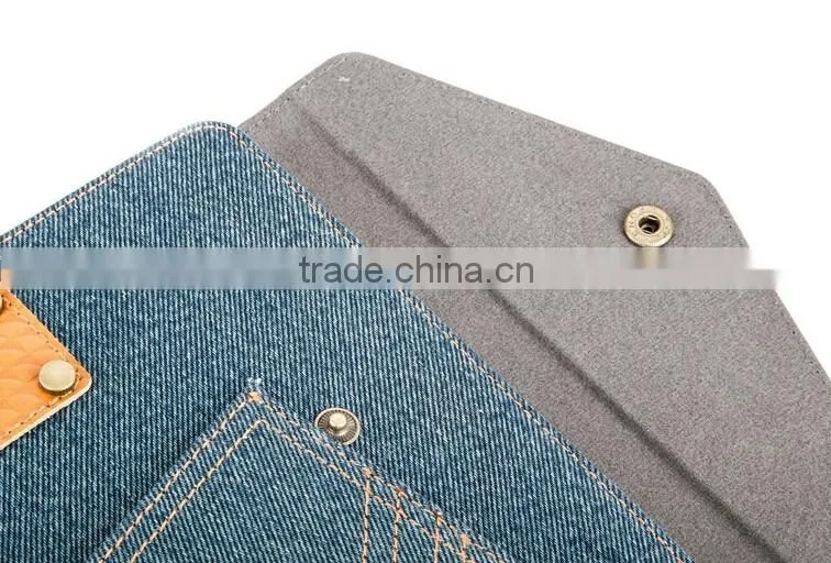 Wholesale price factory strong protect pocket jeans leather tablet cover for ipad