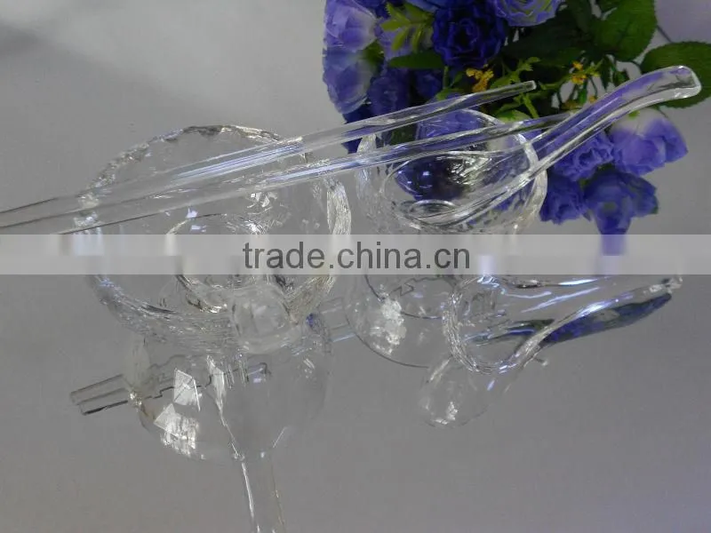 New arrival crystal glass soup spoon scoop bowl set for nice gift(R-2005