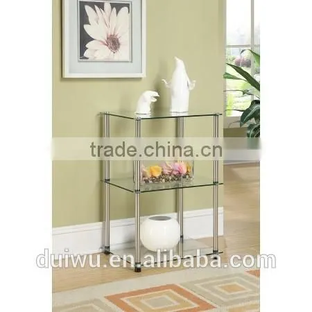 Foshan hot sale living room 3 tiers modern glass hotel side table