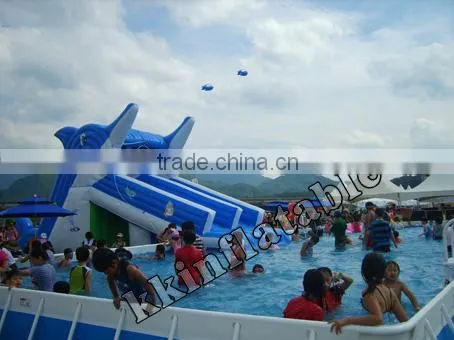 portable plastic swimming pool equipment , inflatable amusement water park KKSP-L001