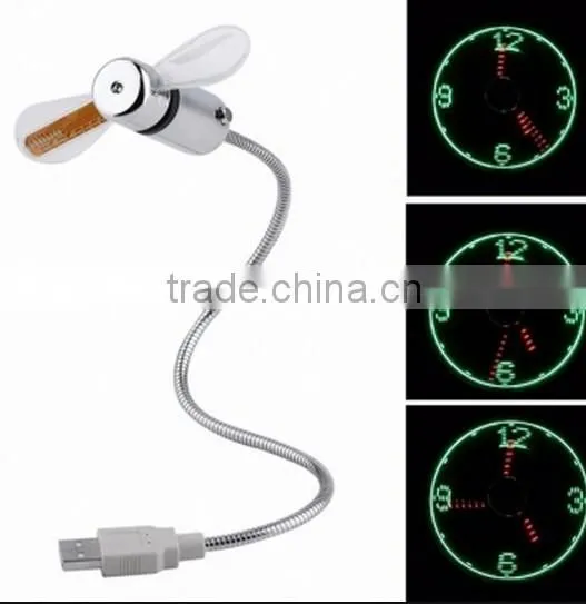 USB LED Clock Fan / Fan Clock with LED Light / led message usb fan