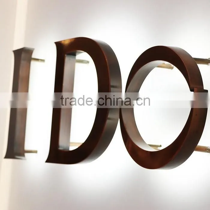 Back lighted metal stainless steel 3d alphabet mirror letters