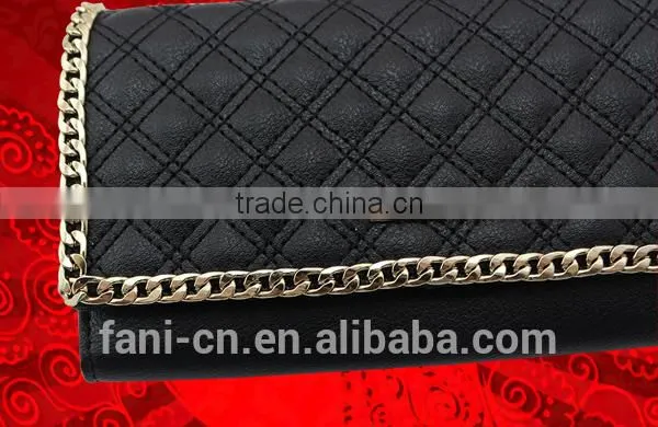 Luxury style high quality leather wallets for lady with chain and hinge design