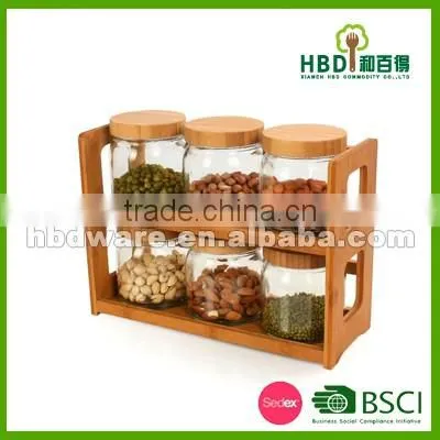 Food glass jar with lid and rack