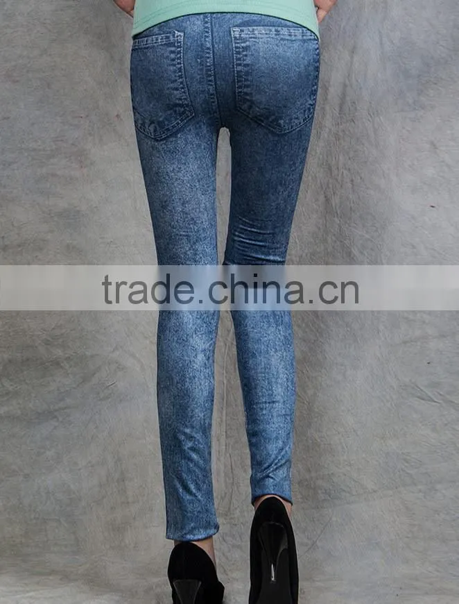 Hot Wholesale Fleece Lined Warm and Flocking Jean Type Sexy Women Thick Leggings