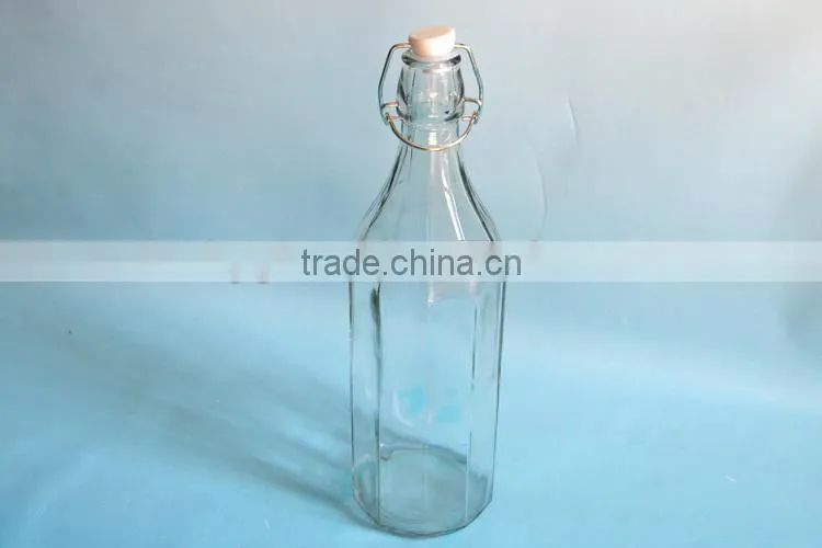 1000ml unqiue design glass liquid bottle with rubber ring lid