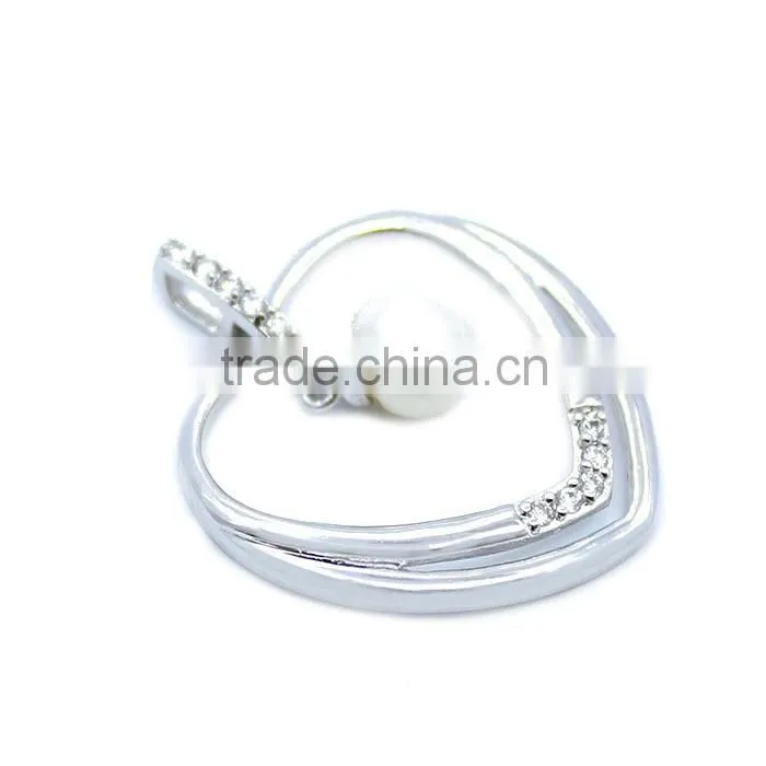 Wholesale OEM 925 Silver jewelry heart shaped pearl pendant
