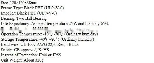 EC 220v High speed quality axial fan 120*120*80mm for equipments