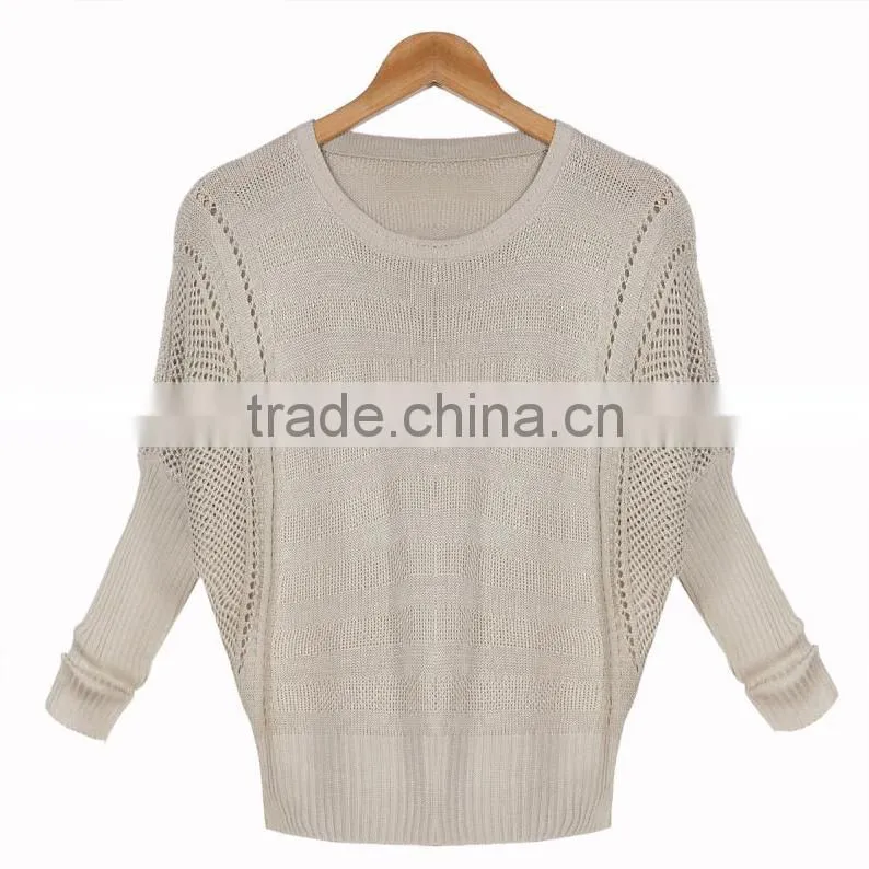 woman open stitch bat sleeves spring summer knitwear
