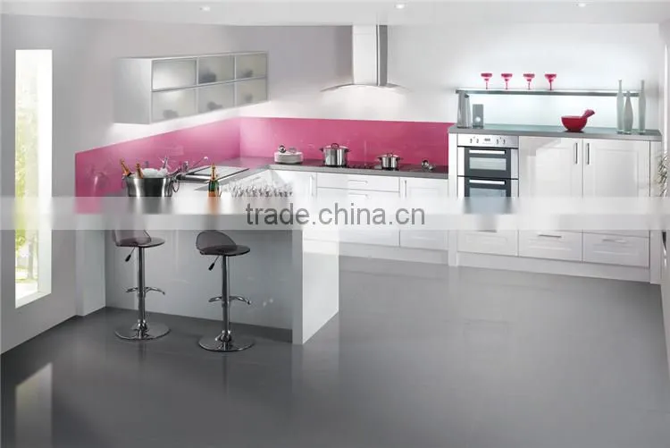 High gloss lacquer pink kitchen cabinet