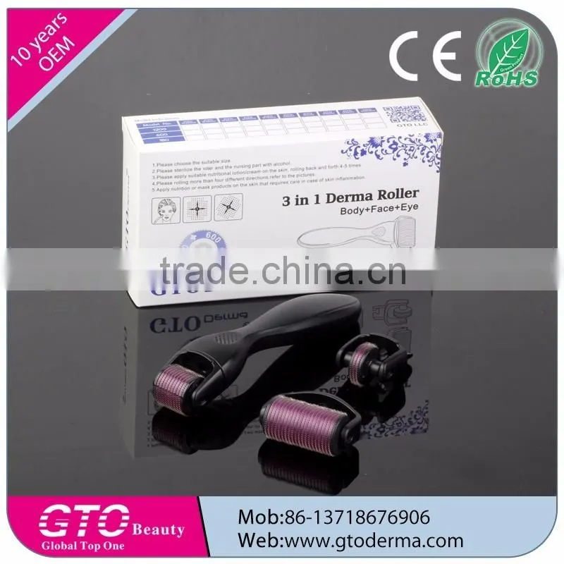 micro needle skin roller 180/600/1200 needles head dermaroller 3 in 1