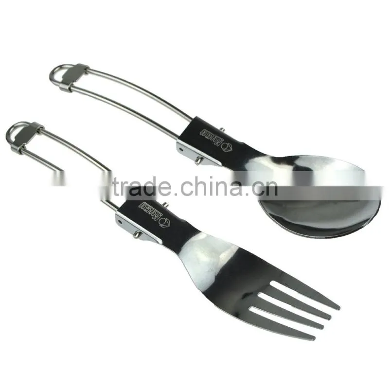 Hot Sale High Quality Stainless Steel Foldable Spoon Fork Set for Outdoor Camping Hiking Picnic