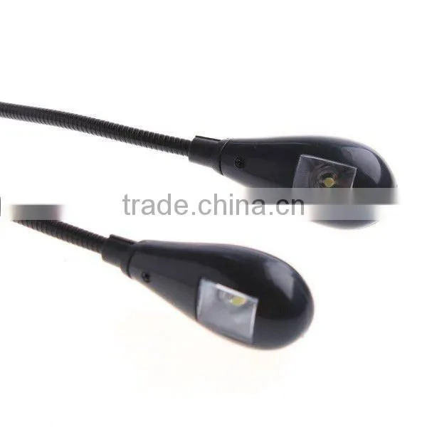Clip on 2 Dual Arms 2 LED Flexible Book Music Stand Light Lamp Black