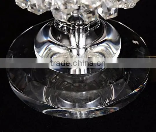 Modern home lamp crsytal ball design clear K9 crystal table lamp with white color lampshade