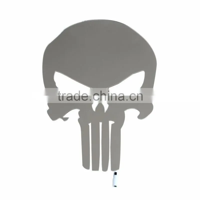 3D Punisher Mask Mirror Light, Halloween Decorative LED Colorful Remote Control Switch Lamp, Skull Decorative Wall Light Mirror