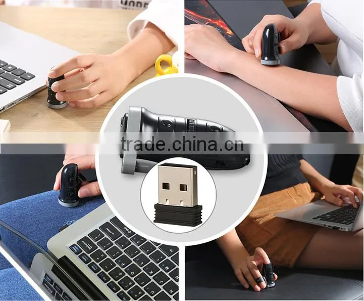 360 Degree Wireless 2.4G Bluetooth 3D Finger Mouse, Rechargeable 1600DPI Wireless Ring Mouse